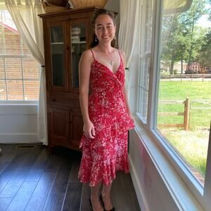 NWOT day after day Red Ruffled Maxi Dress, XS